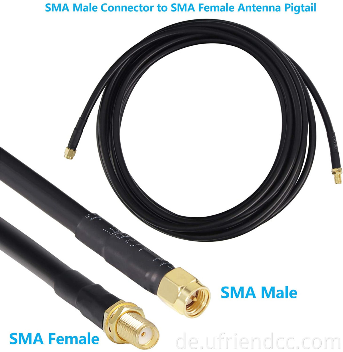Custom RG174 männlicher an weiblicher Stecker RF WiFi -Antennen Koaxialer -Verlängerungskabel